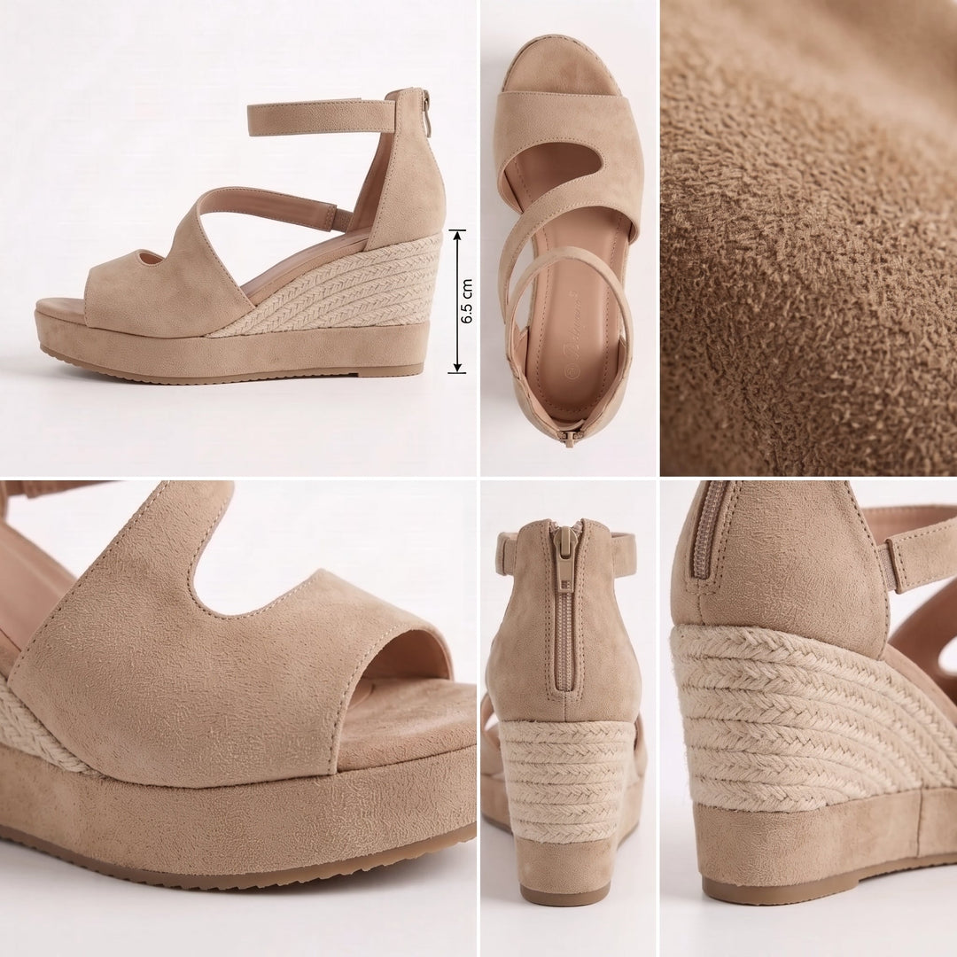 Monica | Cuña de Esparto para el Verano con Cremallera para Mujer