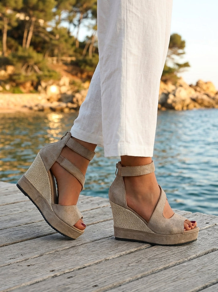 Monica | Cuña de Esparto para el Verano con Cremallera para Mujer