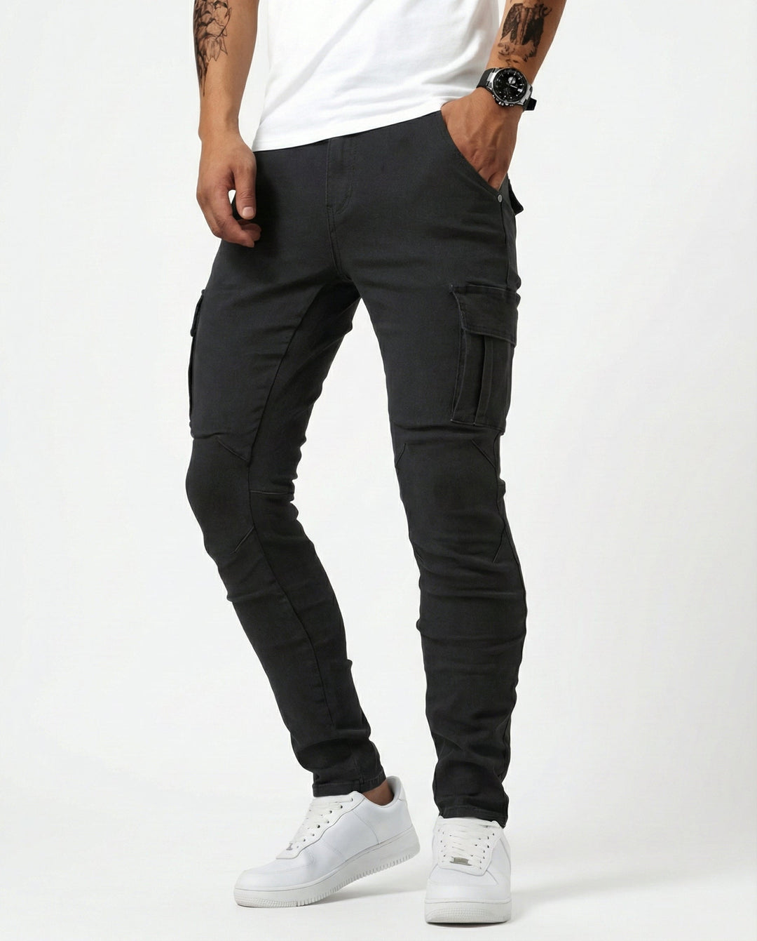 Duvan - Pantalón Cargo Marino Elástico para Hombre