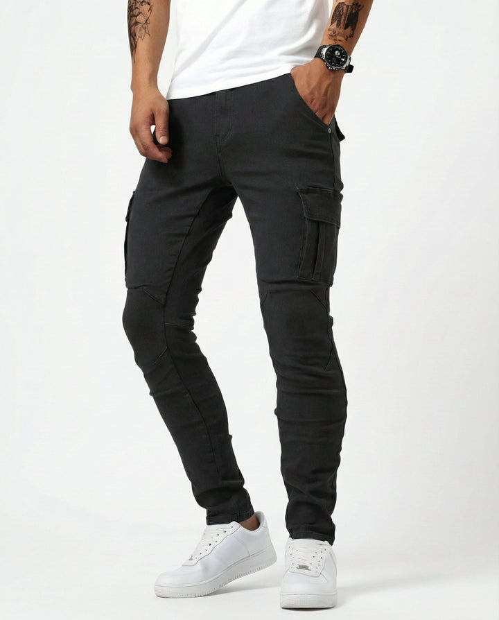 Duvan - Pantalón Cargo Marino Elástico para Hombre