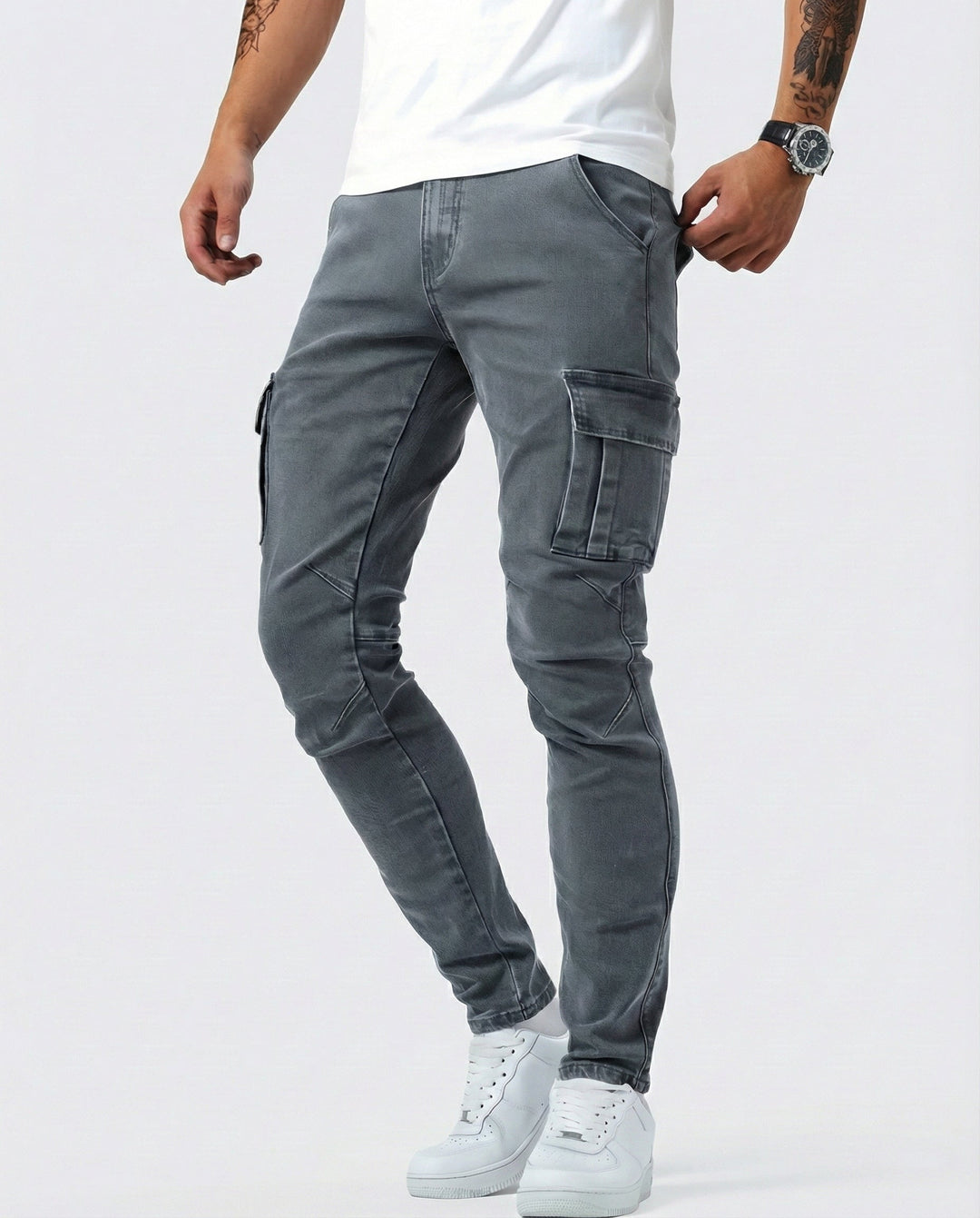 Duvan - Pantalón Cargo Marino Elástico para Hombre