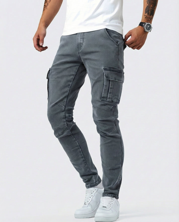 Duvan - Pantalón Cargo Marino Elástico para Hombre