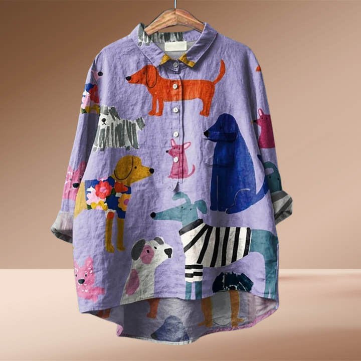 Astrid | Blusa exclusiva de mujer con estampado de perro