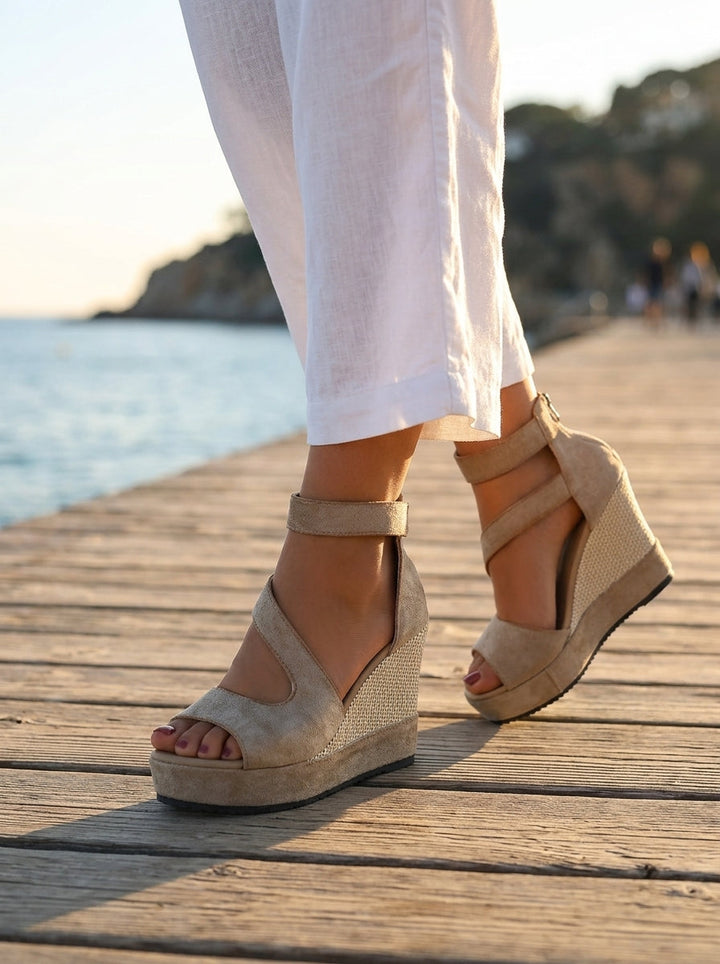 Monica | Cuña de Esparto para el Verano con Cremallera para Mujer