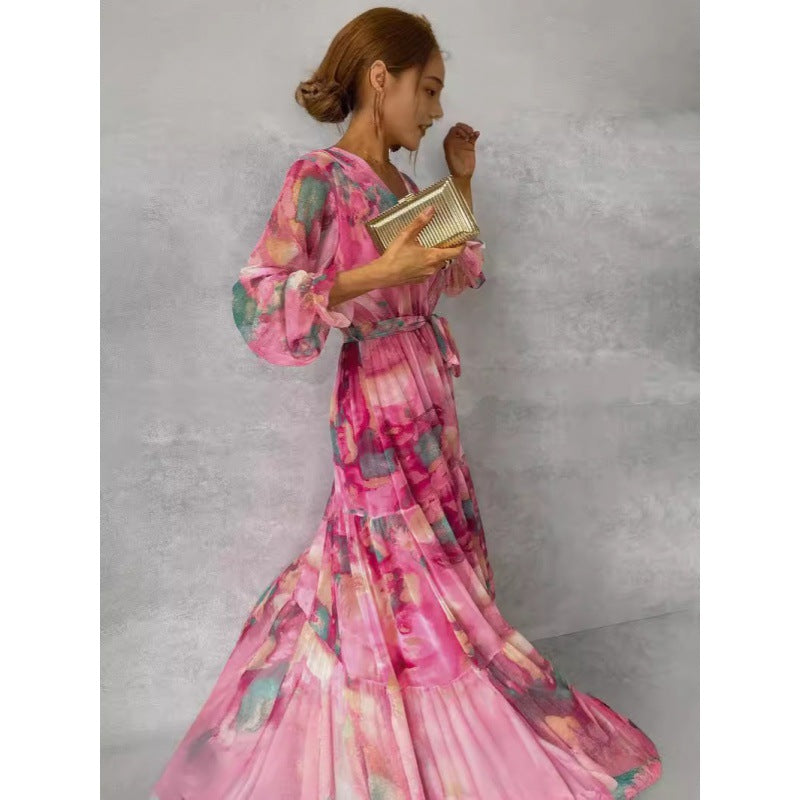 Kalani | Elegante vestido floral con escote en V para Mujer