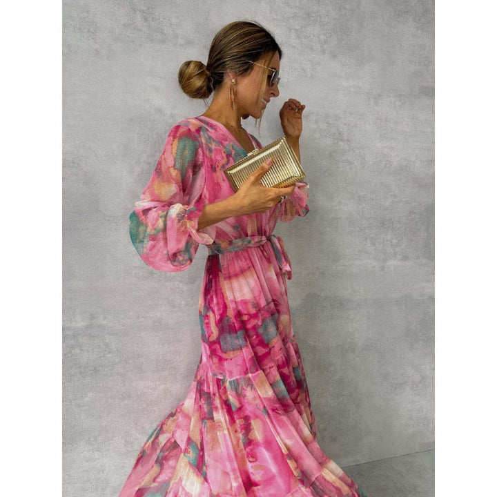 Kalani | Elegante vestido floral con escote en V para Mujer