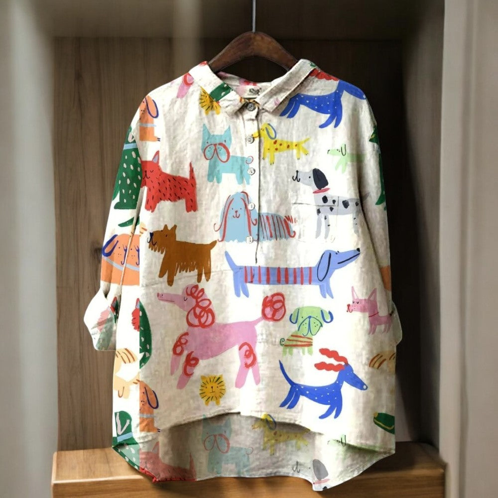Astrid | Blusa exclusiva de mujer con estampado de perro