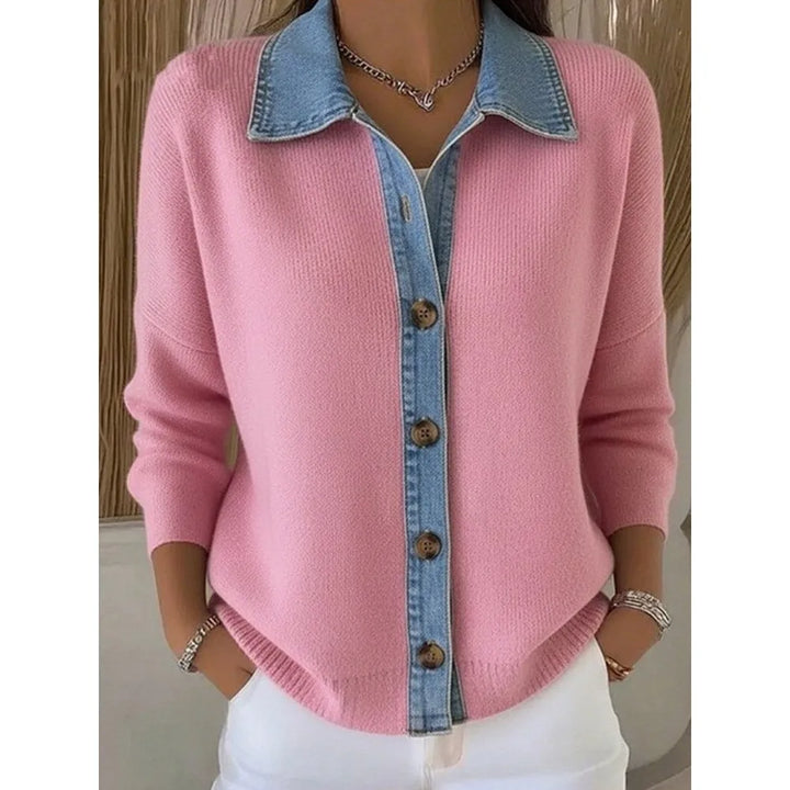Léonie | Suéter de Punto con Cuello de Denim