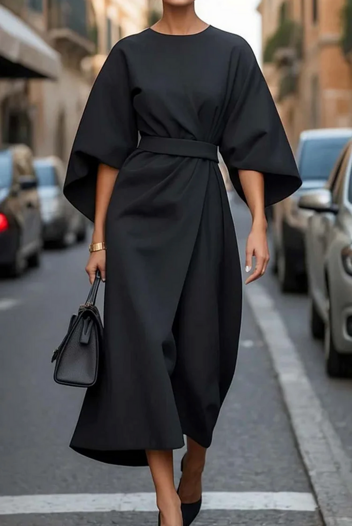 Sofia - Vestido elegante con mangas farol y cinturón para Mujer