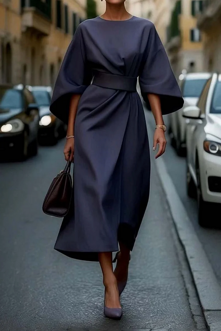 Sofía - Vestido elegante con mangas farol y cinturón para Mujer