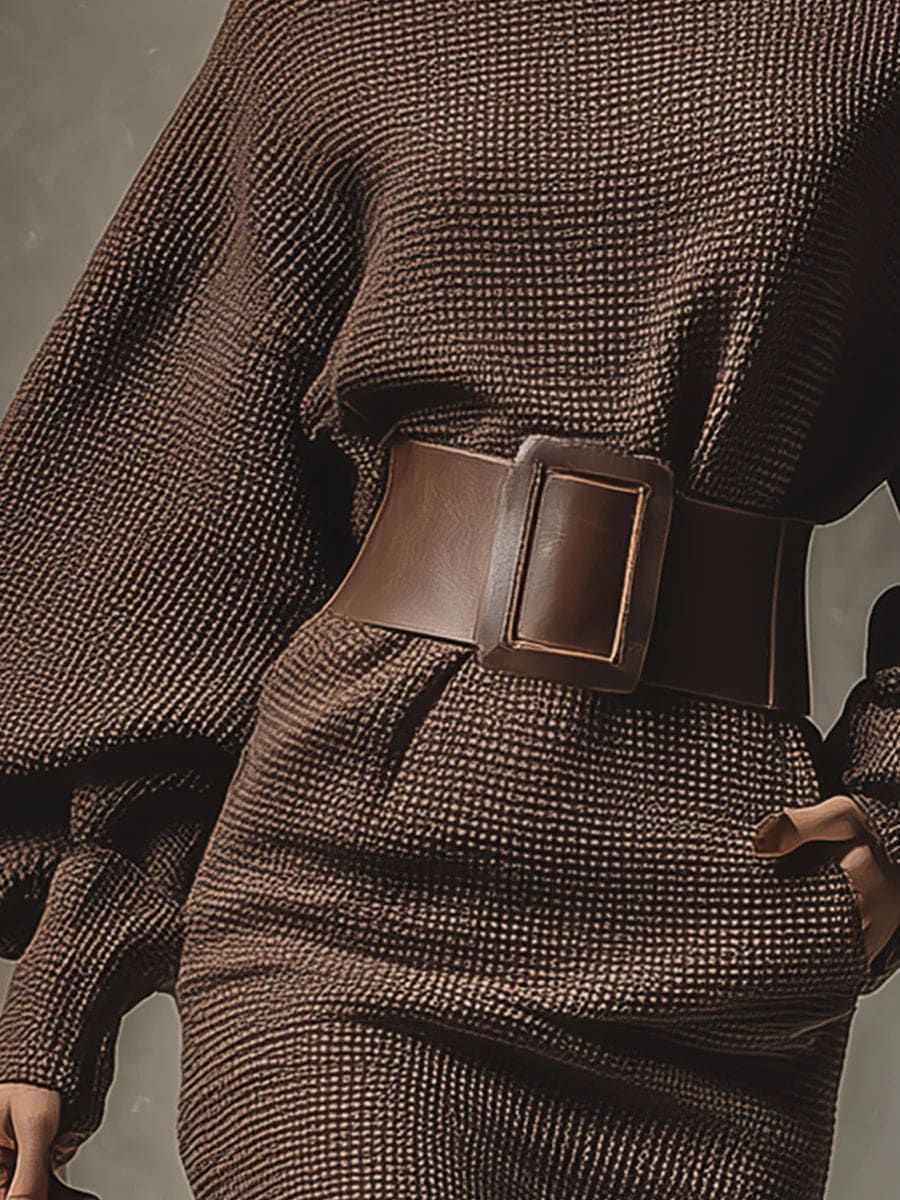 CLÉA | Vestido corto y elegante de punto con cinturón estructurado