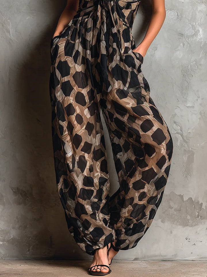 Lirio - Mono Amplio de Chiffon con Escote Halter para Mujer
