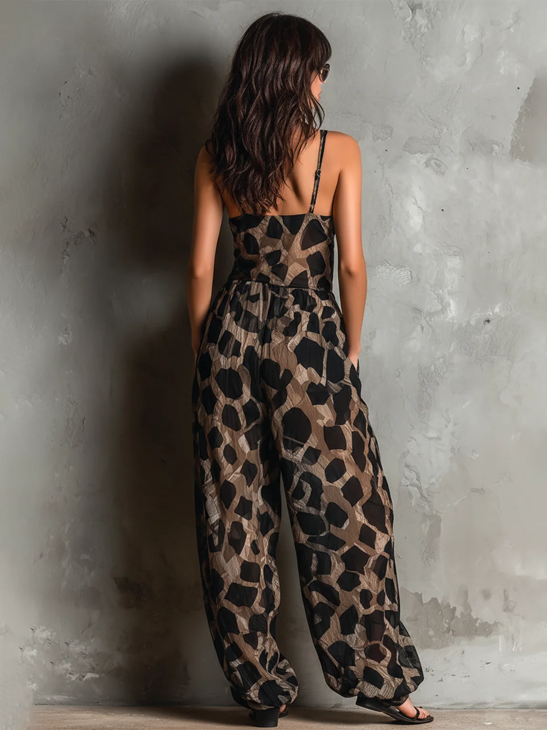 Lirio - Mono Amplio de Chiffon con Escote Halter para Mujer