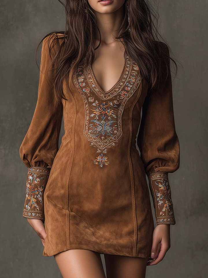 Magda – vestido mini vintage marrón