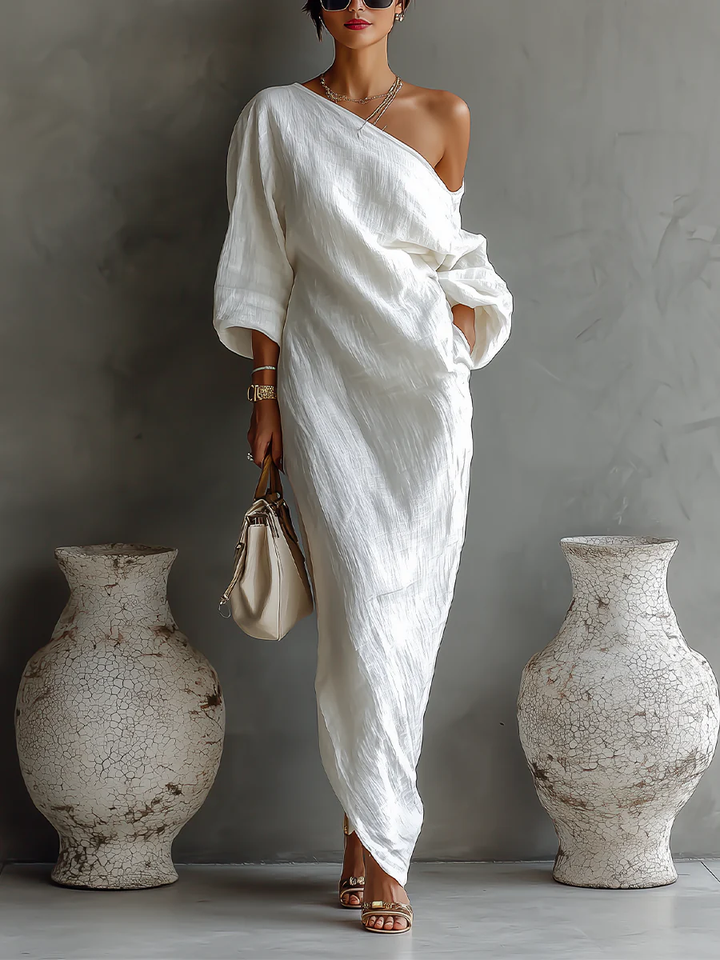 Nerina • Vestido maxi asimétrico elegante y fluido