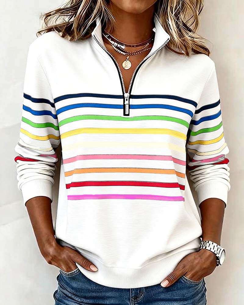 Viena – Sudadera con cremallera de rayas de colores