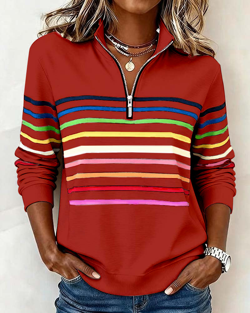 Viena – Sudadera con cremallera de rayas de colores
