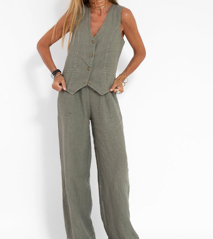 Ella | Conjunto de chaleco y pantalón ancho (Casi agotado)
