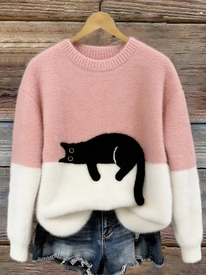 Luna | Suéter Femenina con Gráfico de Gato