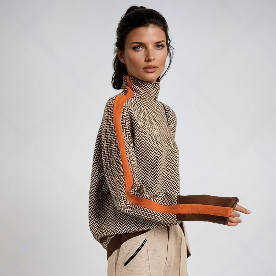 Malou™ | Suéter de cuello alto con llamativas rayas en contraste