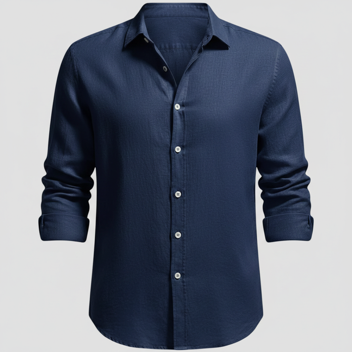 Álvaro | Camisa de Lino Hombre de Manga Larga con Cuello Abierto