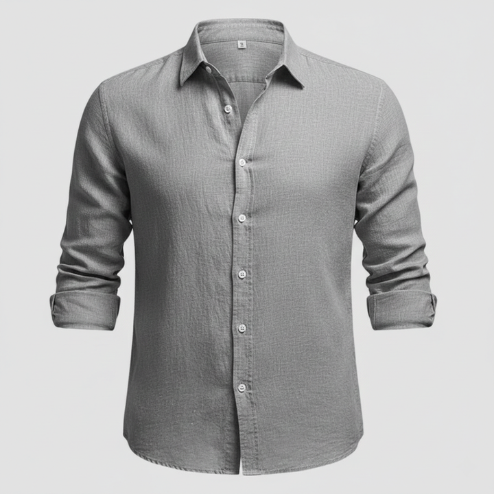 Álvaro | Camisa de Lino Hombre de Manga Larga con Cuello Abierto