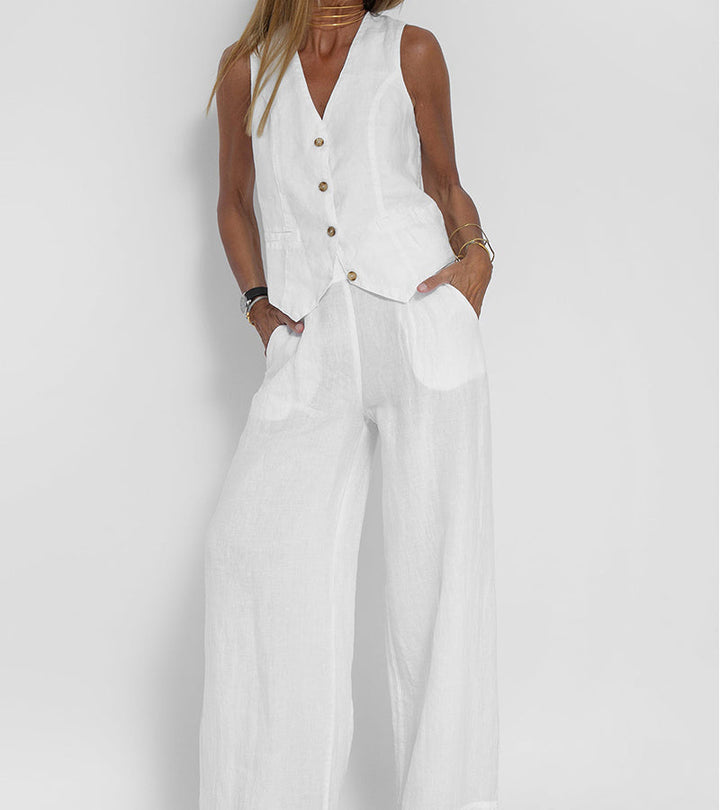 Ella | Conjunto de chaleco y pantalón ancho (Casi agotado)