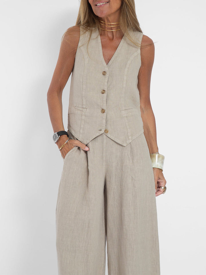 Ella | Conjunto de chaleco y pantalón ancho (Casi agotado)