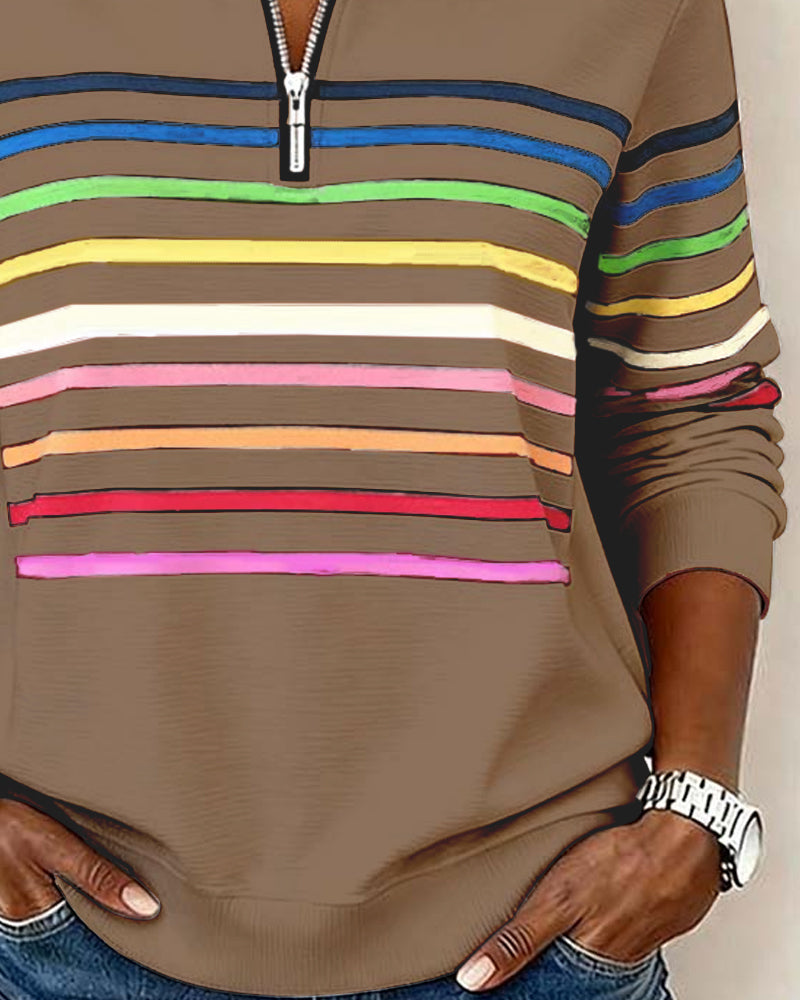 Viena – Sudadera con cremallera de rayas de colores