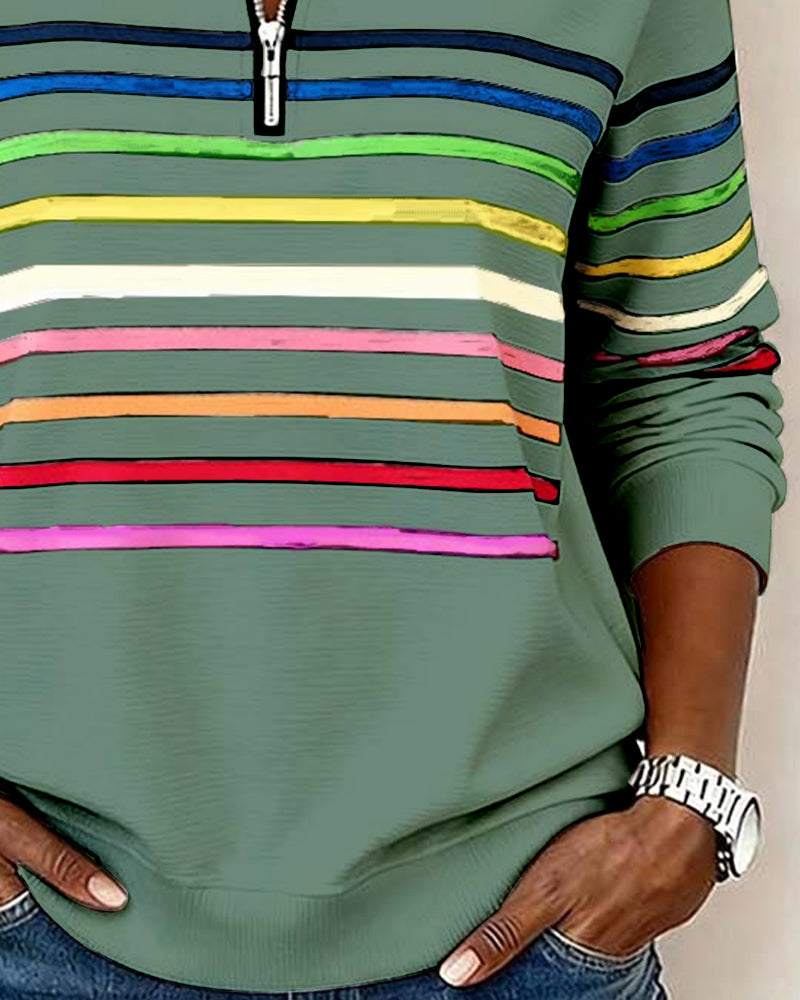 Viena – Sudadera con cremallera de rayas de colores