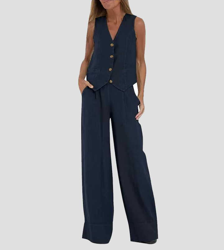 Ella | Conjunto de chaleco y pantalón ancho (Casi agotado)