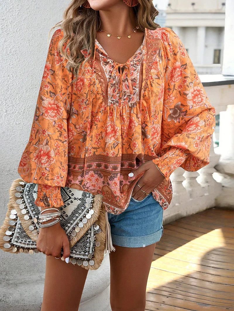Sarah - Top floral bohemio fluido