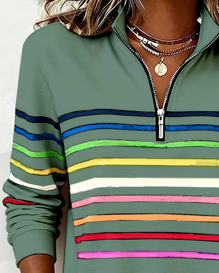 Viena – Sudadera con cremallera de rayas de colores