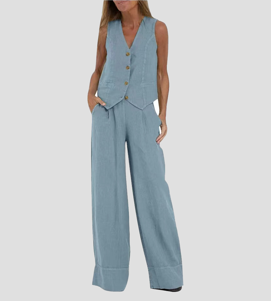 Ella | Conjunto de chaleco y pantalón ancho (Casi agotado)