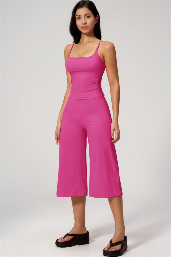Nexus - El Conjunto de Top de Tirantes y Pantalones Cortos de Pierna Ancha para Mujer
