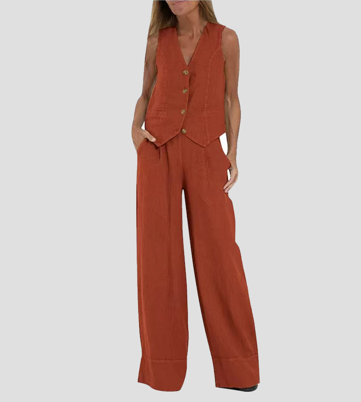 Ella | Conjunto de chaleco y pantalón ancho (Casi agotado)