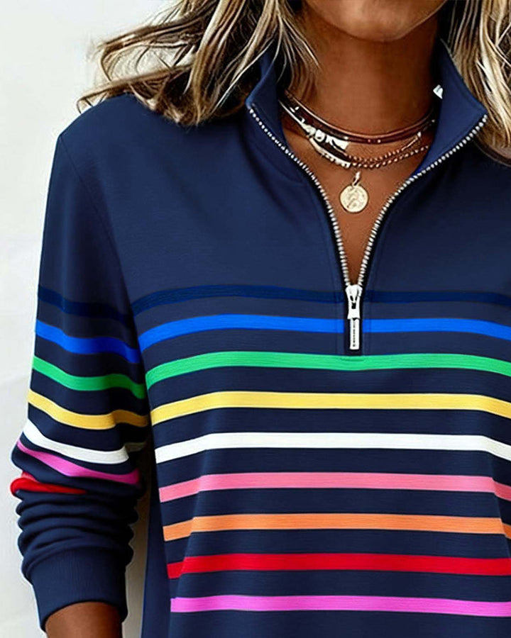 Viena – Sudadera con cremallera de rayas de colores