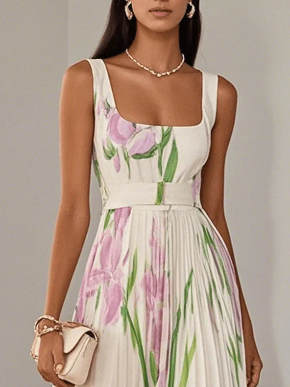 Nina - Vestido largo plisado floral para Mujer