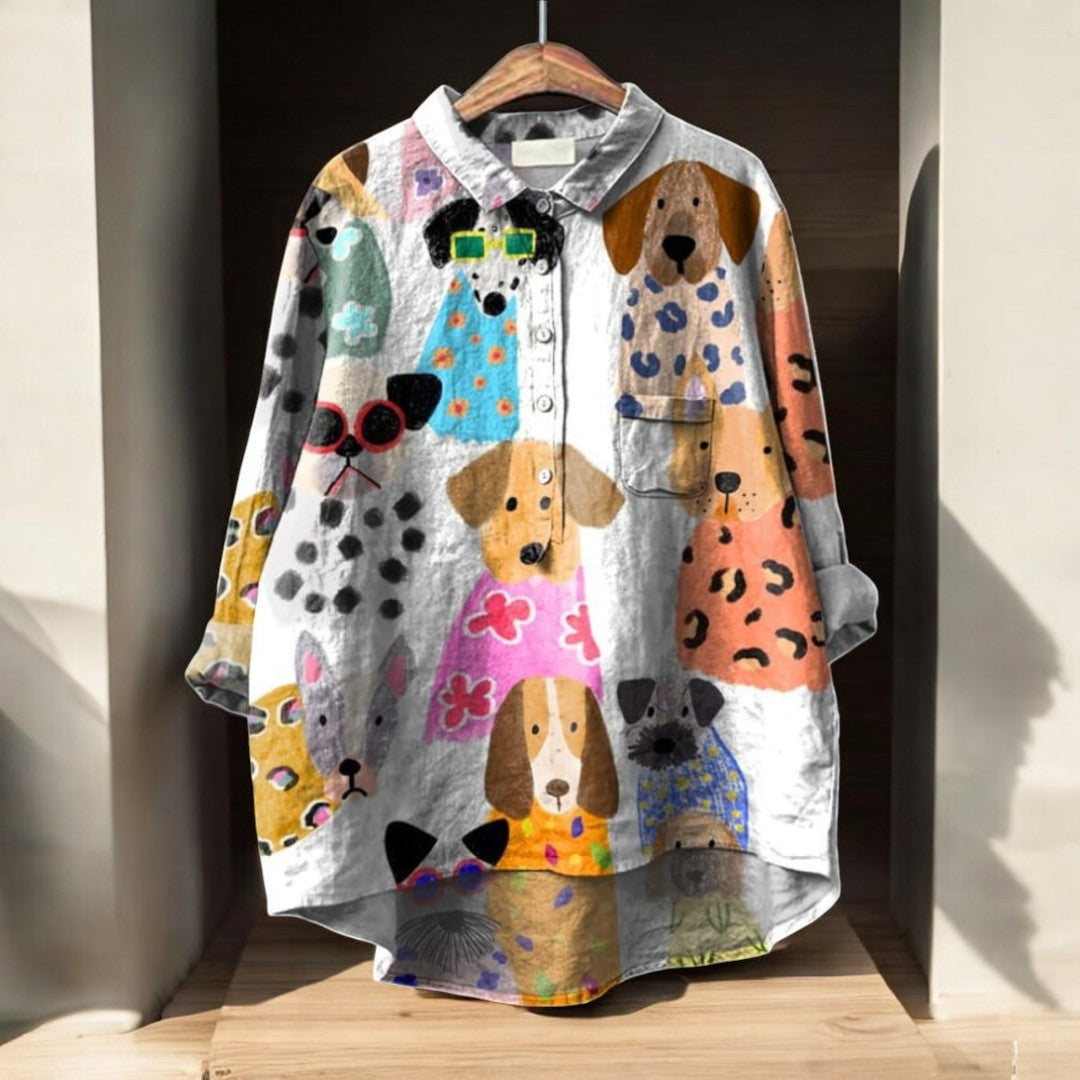 Astrid | Blusa exclusiva de mujer con estampado de perro