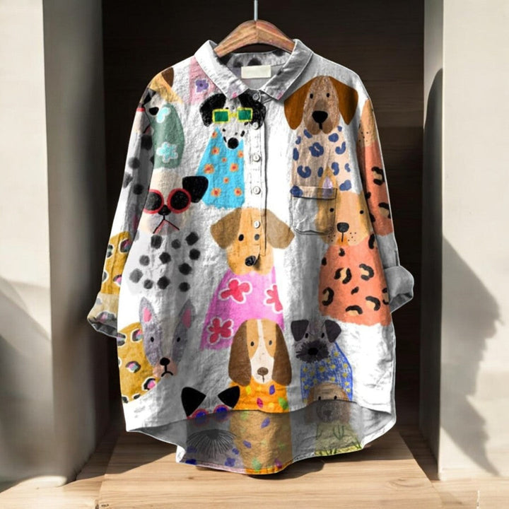 Astrid | Blusa exclusiva de mujer con estampado de perro