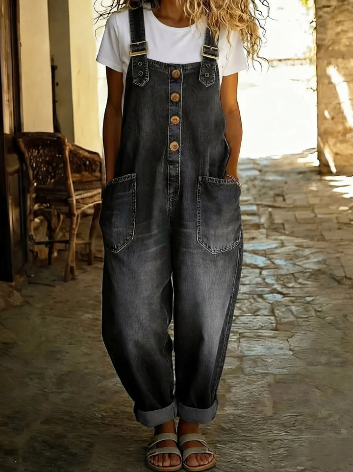Rocio - Mono vaquero casual con hebilla ajustable para Mujer