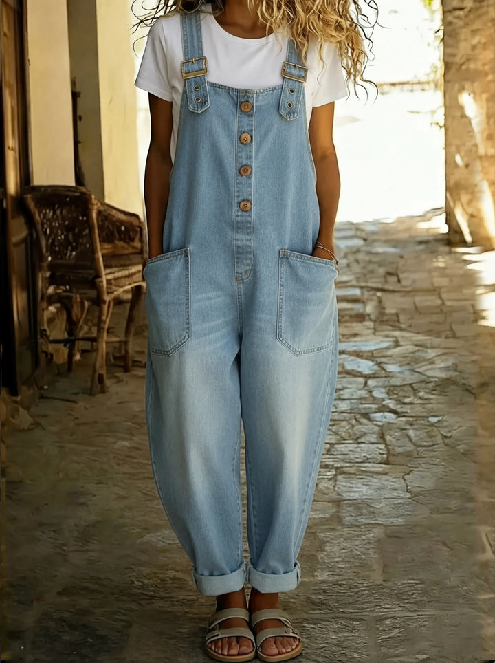 Rocio - Mono vaquero casual con hebilla ajustable para Mujer