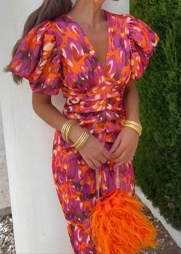 Tora - Vestido con mangas plisadas para Mujer