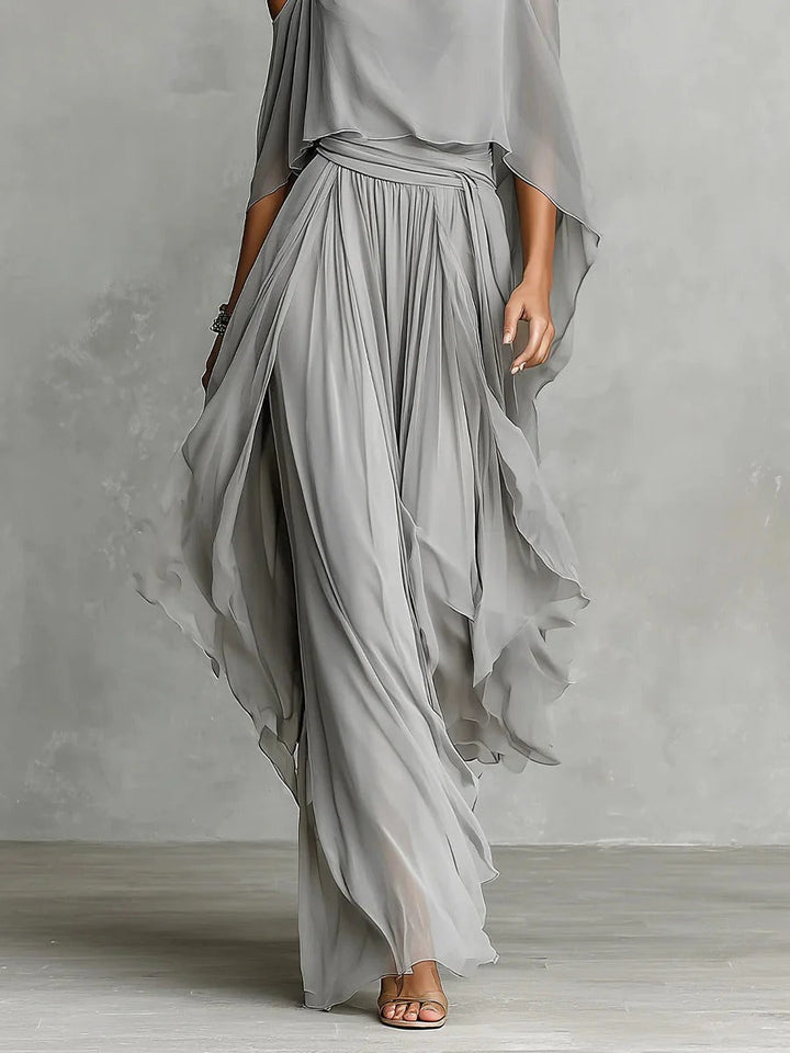 Isabela | Conjunto fluido gris con top de tirantes y pantalón ligero para Mujer