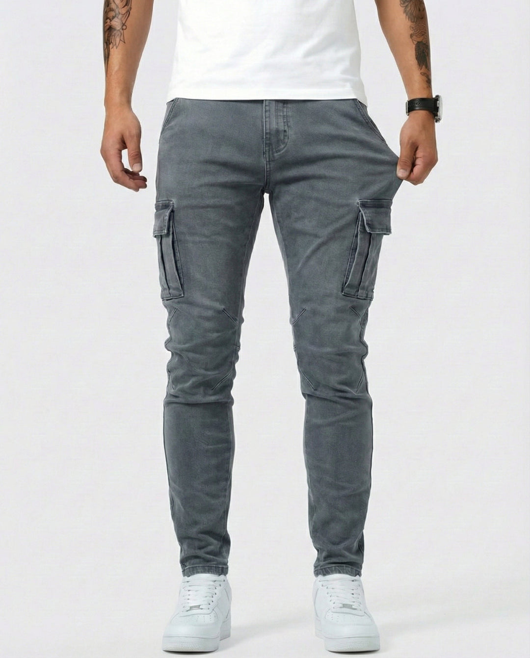Duvan - Pantalón Cargo Marino Elástico para Hombre