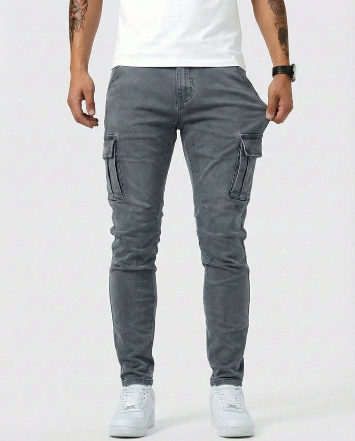 Duvan - Pantalón Cargo Marino Elástico para Hombre