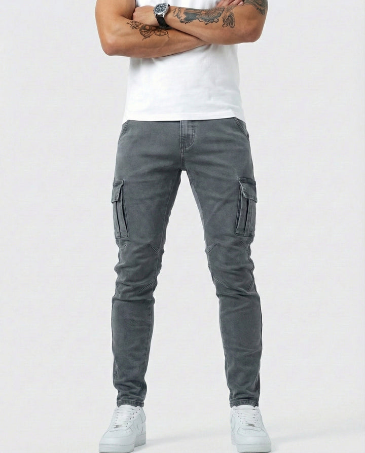 Duvan - Pantalón Cargo Marino Elástico para Hombre