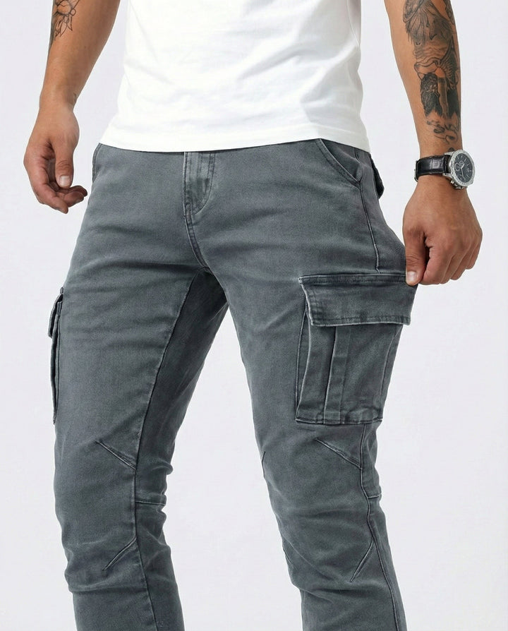 Duvan - Pantalón Cargo Marino Elástico para Hombre