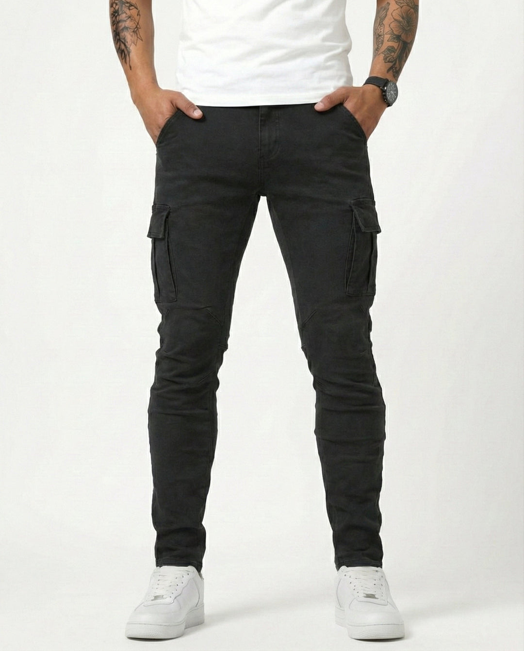Duvan - Pantalón Cargo Marino Elástico para Hombre