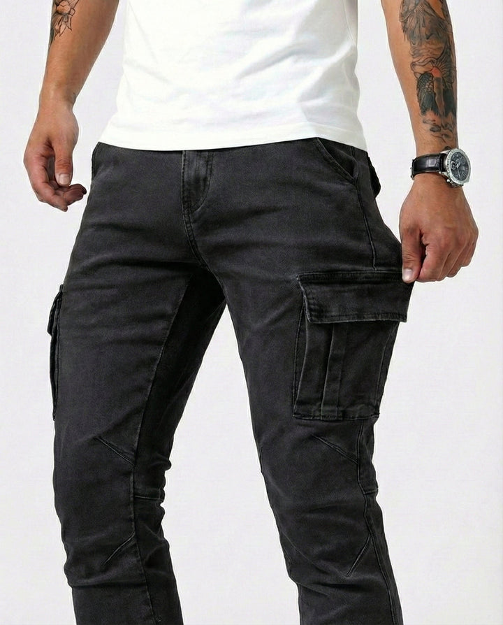Duvan - Pantalón Cargo Marino Elástico para Hombre